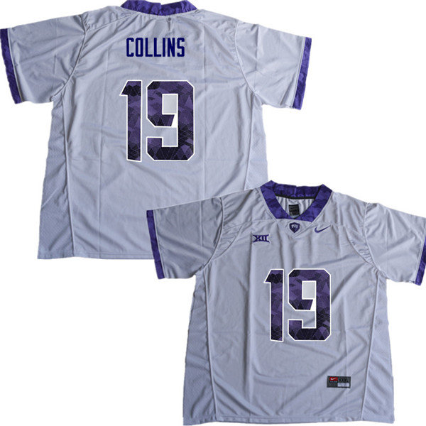 Men #19 Michael Collins TCU Horned Frogs College Football Jerseys Sale-White